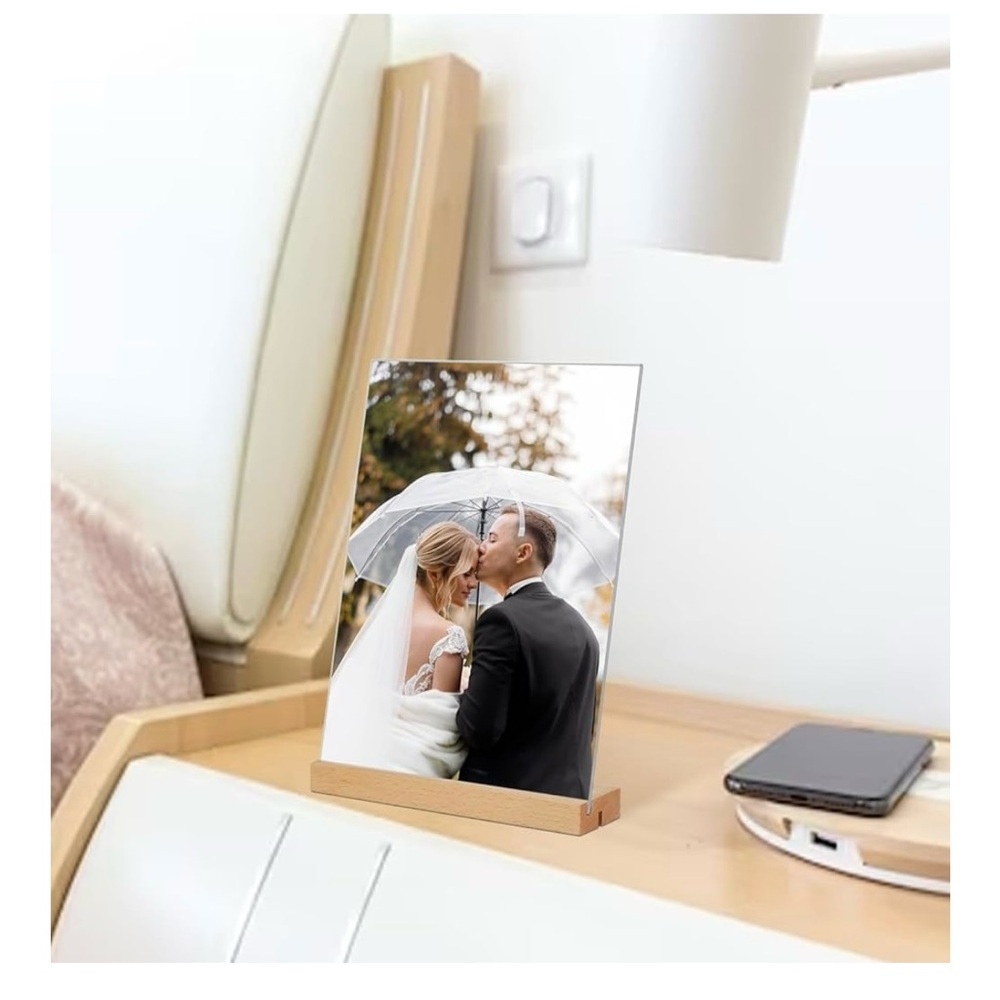 Set of 6 -New Natural Oak Acrylic Sign/Picture Frames